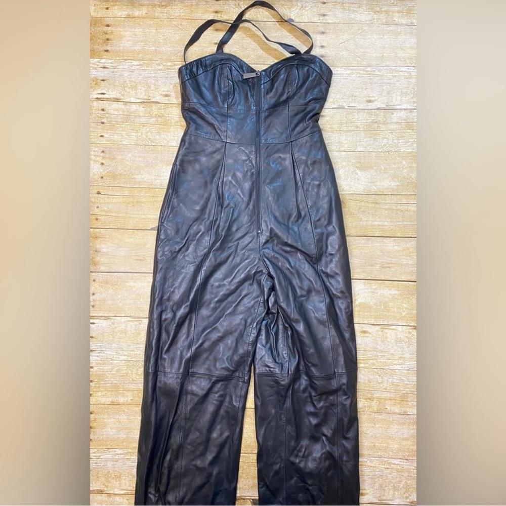 NWT LITA by Ciara Leather Bustier Jumpsuit in Black - Picture 4 of 7